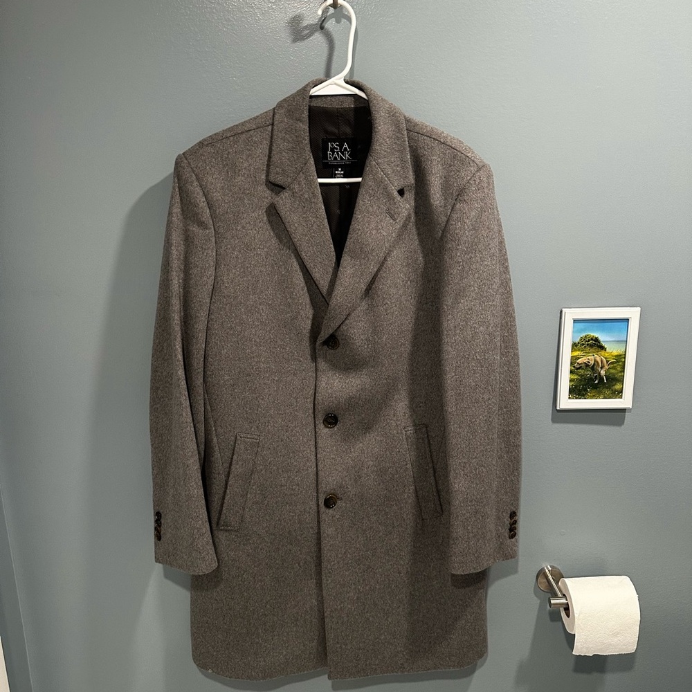Jos. A. Bank Gray Wool Trench Coat Classic Style